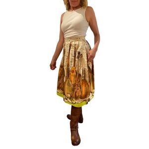 Vintage Musical Instrument Print Skirt, Eliglau Milano /Marshall Field & Co M